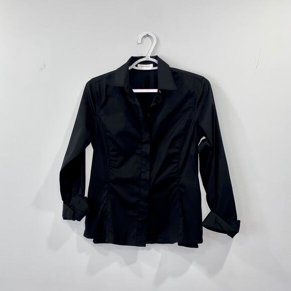 Rivamonti Black Button-Up Long Sleeve Shirt Women's Classic Fit Size M - Picture 2 of 8